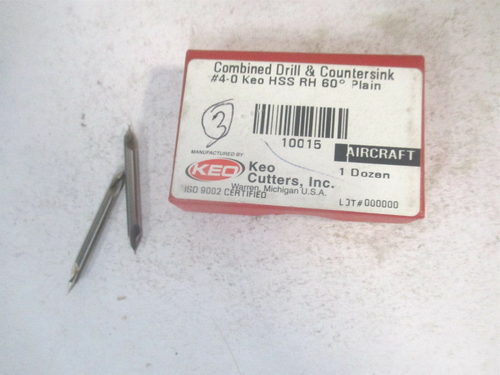 Keo (10015) #4/0 60° 1/8" x 1-1/4" OAL HSS Combo Drill & Countersink - Pack of 2