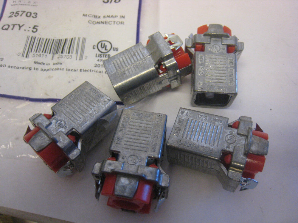 5 piece bag 3/8" Snap Connector, No 25703, Halex (Adalet)
