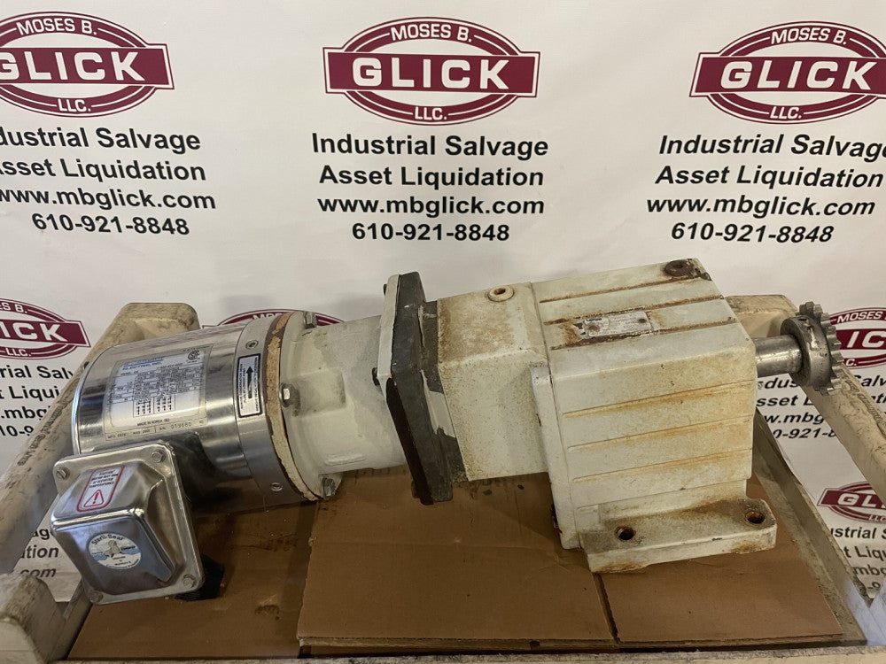 Lenze GST06-3NVBR-55 Gearbox 40:1 with SBY034NCA 1/3HP Washdown Motor 3PH