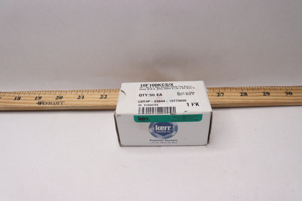 (50-Pk) Kerr Hex Socket Head Cap Screws Alloy Steel #10-32 X 1" S1654793