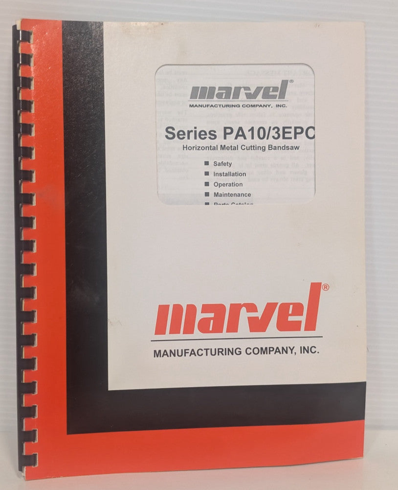 Marvel Manufacturing Series PA10/3EPC Horizontal Metal Cutting Bandsaw Manual