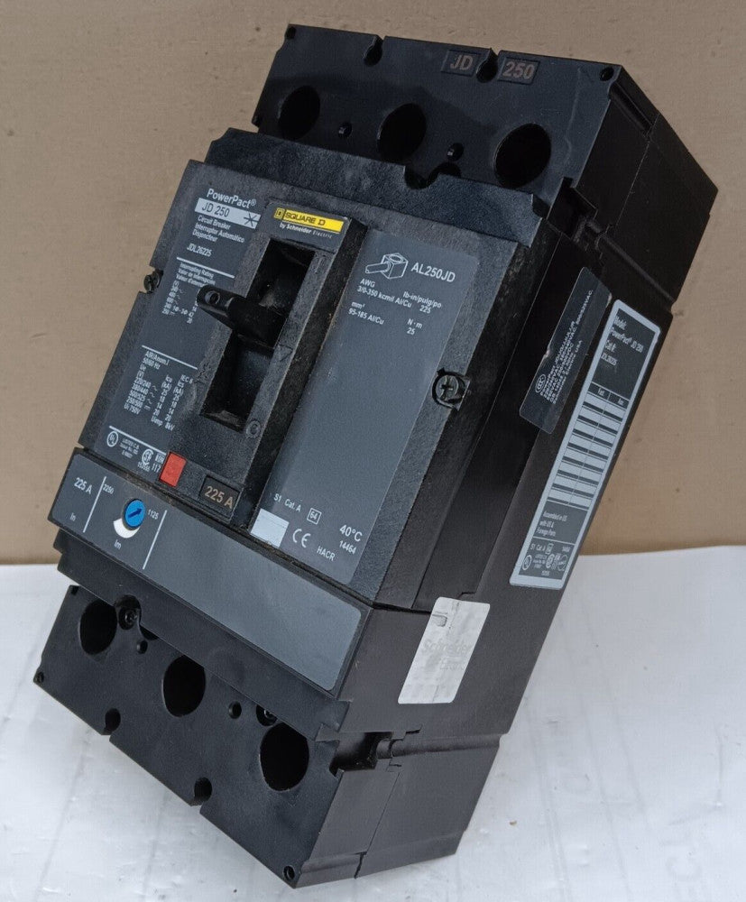 SQUARE D 225 AMP CIRCUIT BREAKER 2 POLE 600 VAC JDL26225