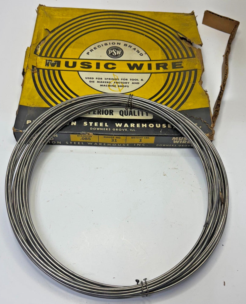 PRECISION BRAND MUSIC WIRE 21085 DIAMETER 0.85" APPROX 50' GAUGE #31