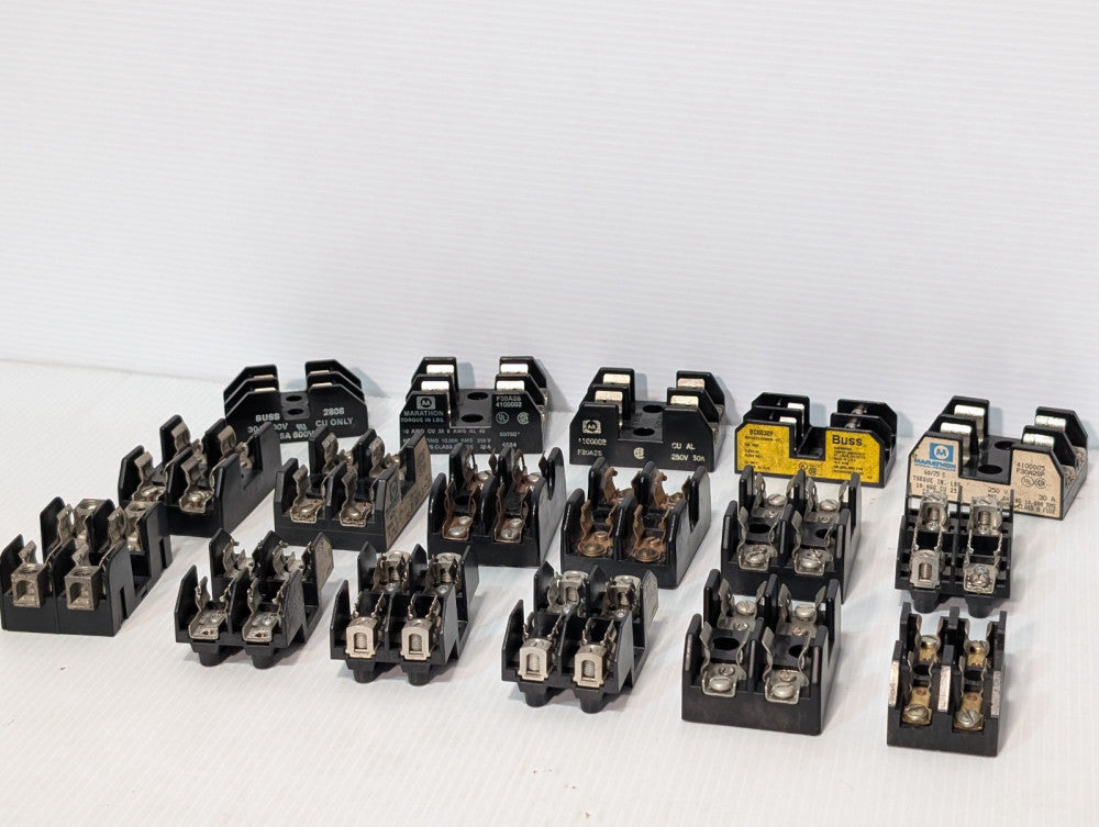 Lot of 17: Assorted 2-pole Fuse Blocks, Holders, Buss, Marathon, More