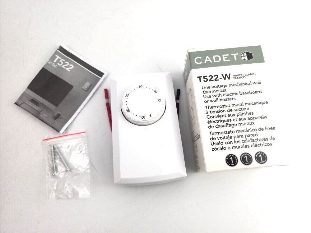 Cadet T522-W Line Voltage Mechanical Double Pole Wall Thermostat White 72866