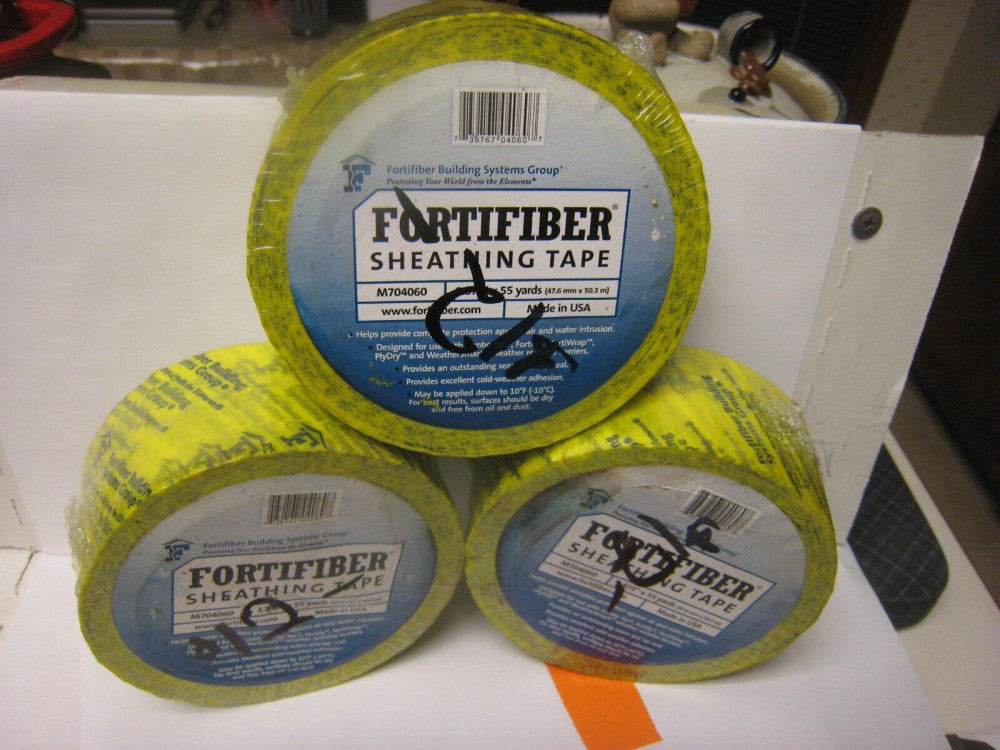 3 rolls Fortifiber M704060 Sheathing Tape 1.875” x 55 yards Each roll Made USA