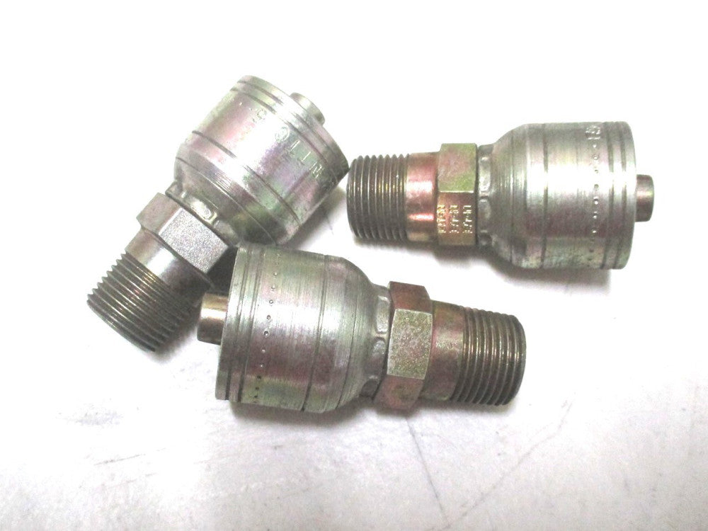 Eaton (1A6BT6) -6 Hose BSPT x Crimp Straight Hydraulic Crimp Fitting - Lot of 3