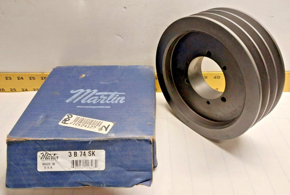 NEW MARTIN 3 GROOVE V-BELT PULLEY QD BUSHING 7.75" O.D. 7.4" PITCH 3 B 74 SK