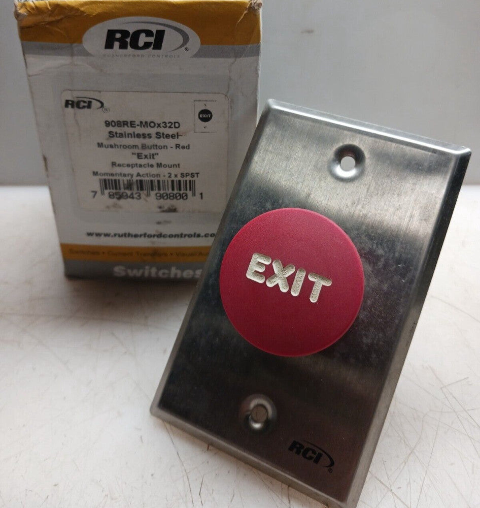 NEW RCI 908RE-MOX32D MUSHROOM HEAD E-STOP RECEPTACLE MOUNT STAINLESS STEEL COVER