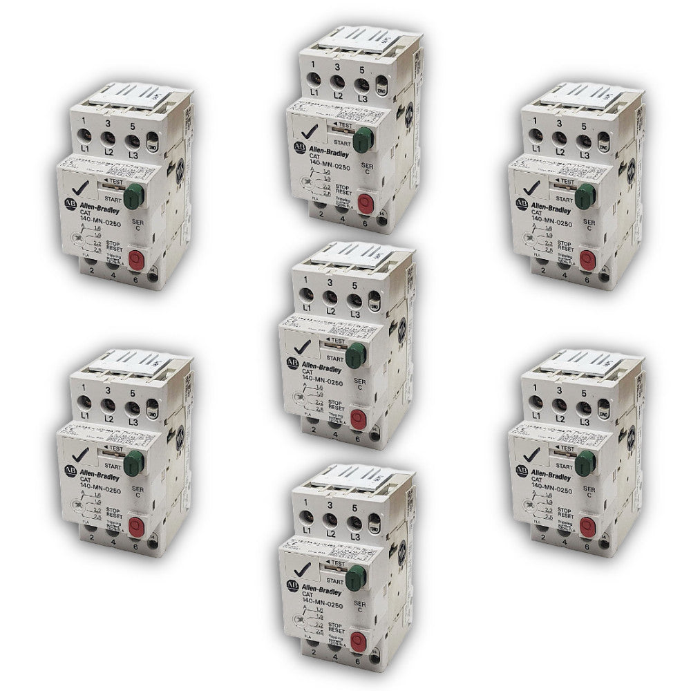 A-B MOTOR STARTER/PROTECTOR (LOT OF 7) 140-MN-0250 SER. C AUX. CONTACT 140-A10