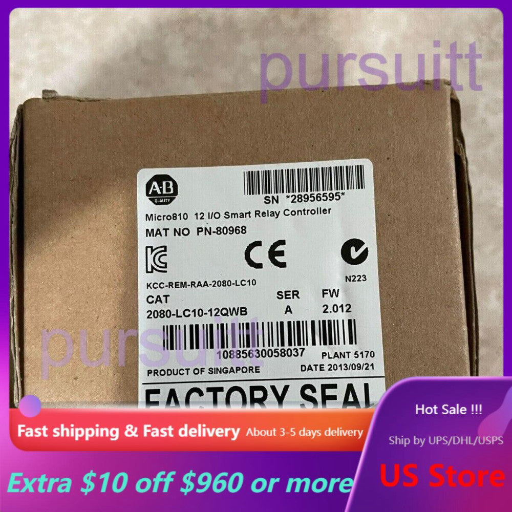 New Sealed Allen Bradley 2080-LC10-12QWB Micro810 12 I/O PLC Module US Free Tax