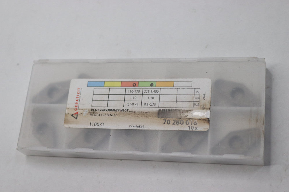 (10-Pk) Ceratizit Carbide Turning Insert 0.1181" VCGT 220530FN-27 H10T