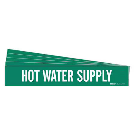 Brady 7377-1-Pk Pipe Marker,Hot Water Supply,Pk5