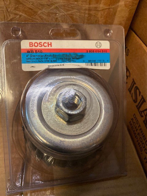 Bosch WB510 4-Inch Knotted Carbon Steel Cup Brush, 5/8-Inch x 11 Thread Arbor