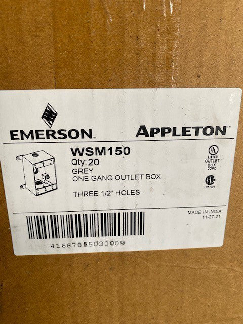 (Box of 20) Appleton WSM150 Weatherproof Outlet Box