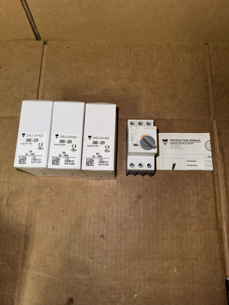 LOT OF (3) CARLO GAVAZZI GMS-32H MANUAL MOTOR STARTERS, 3 POLE, NEW IN BOX!