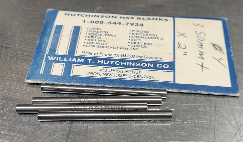 Lot Of 4 - USA Hutchinson 3.50mm x 2" Drill Blank Reamer Pin Gage