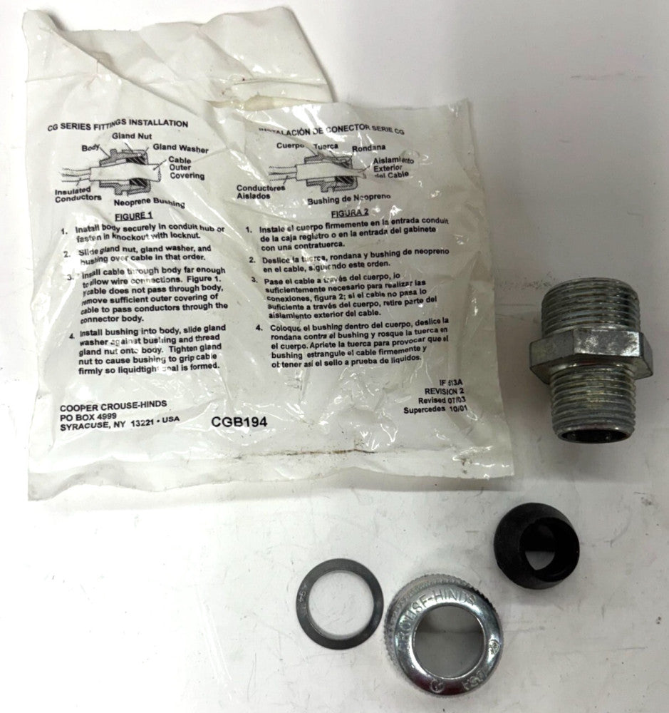 COOPER CROUSE-HINDS CG SERIES CABLE GLAND CGB194 NPT 1/2" STEEL NON-ARMOURED