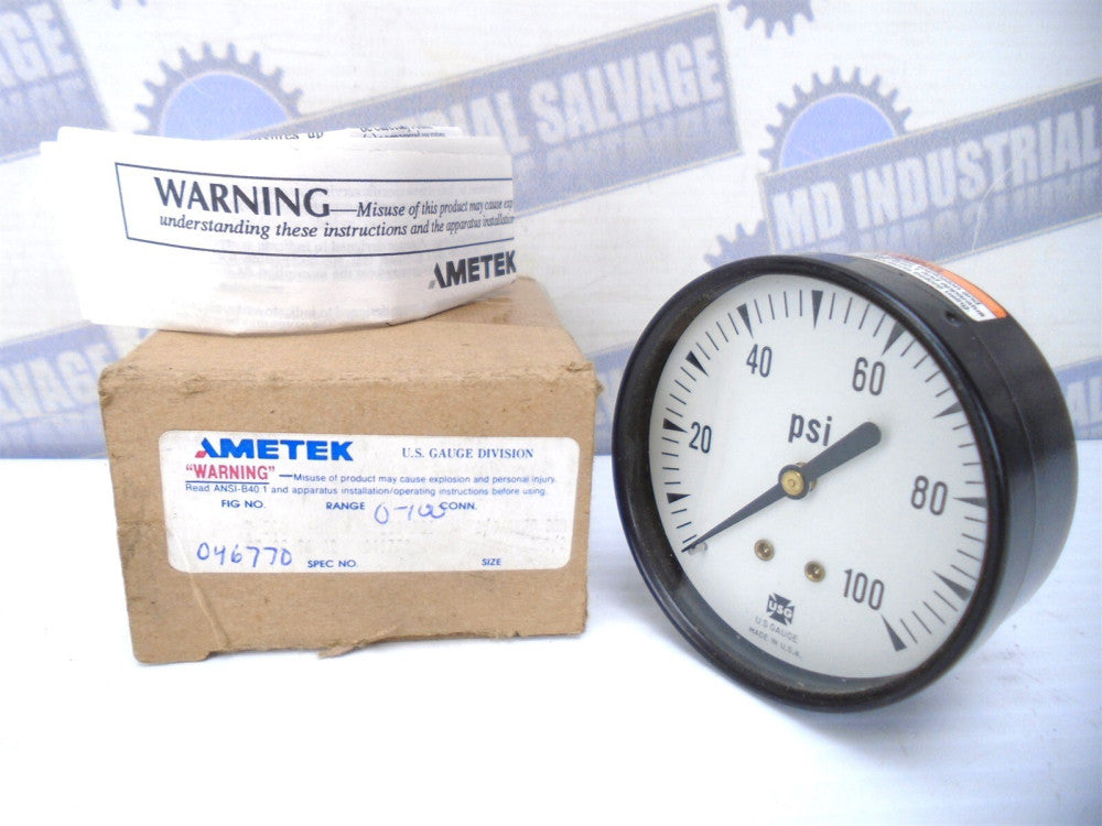 AMETEK - 046770 - P500 GAUGE- 0-100 PSI - SIZE 2.5" - 1/4" NPT BM Conn - NEW