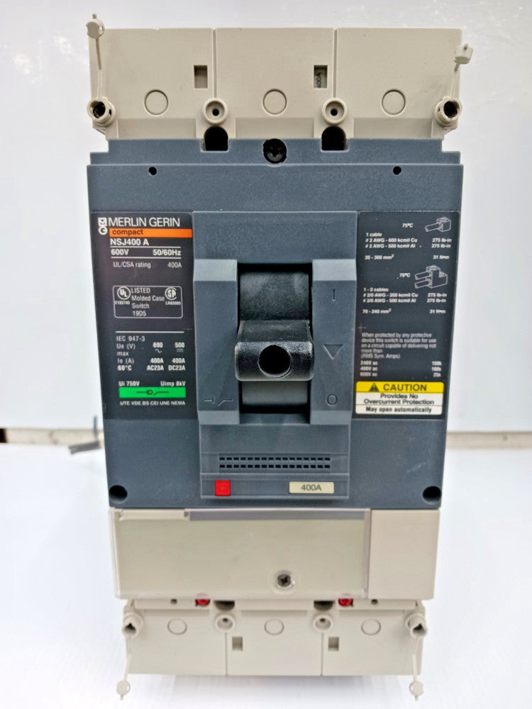 Merlin Gerin 400 Amp Molded Case Switch W/ Adapter & Shunt Trip 3P 600V NSJ400A