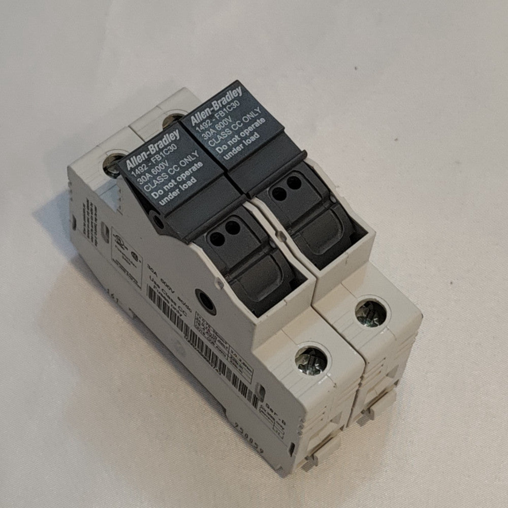 Lot of 2 Allen Bradley 1492-FB1C30-L Series A CC Fuse Holder - 600V 3A