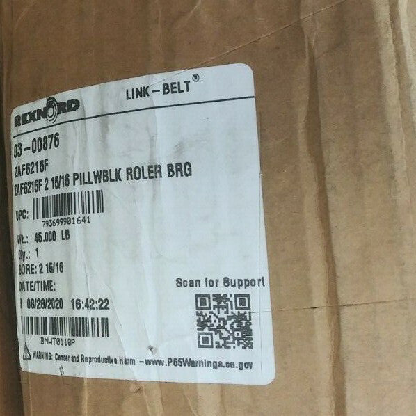 (1) NEW Rexnord ZAF6215F Roller Bearing Pillow Block 03-00876