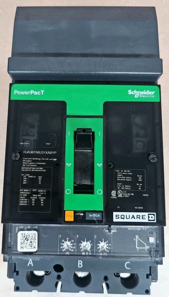 SQUARE D HDM36150U31XABYP 3 POLE 150 AMP 480v CIRCUIT BREAKER POWERPACT