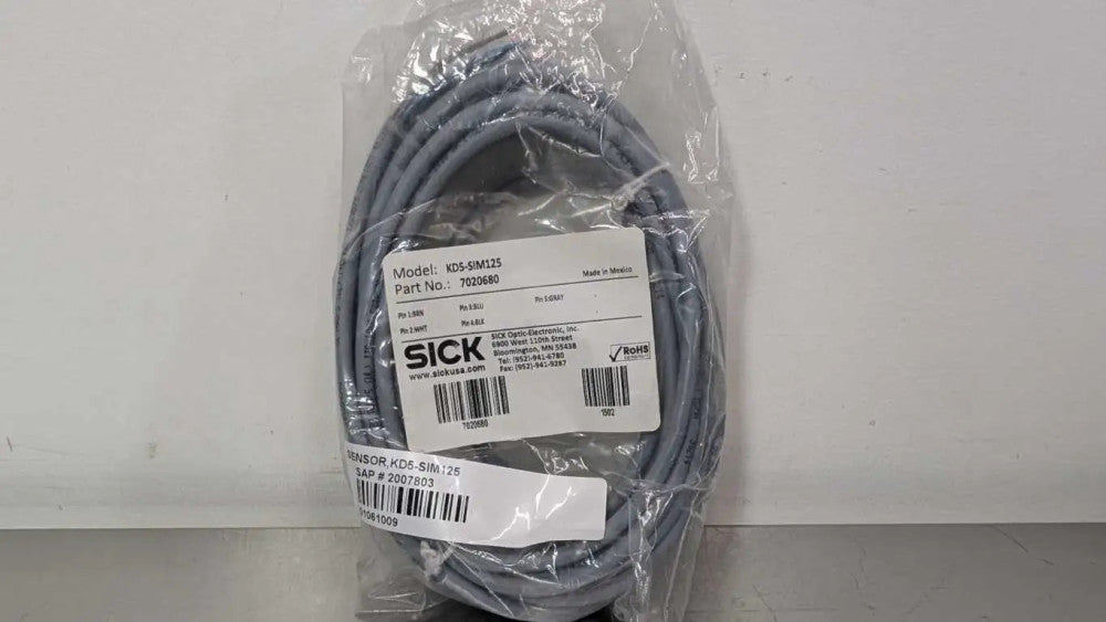 Sick KD5-SIM125 Cordset 7020680 5m M12 Gray 5 Pin Female 5 Wire 22AWG