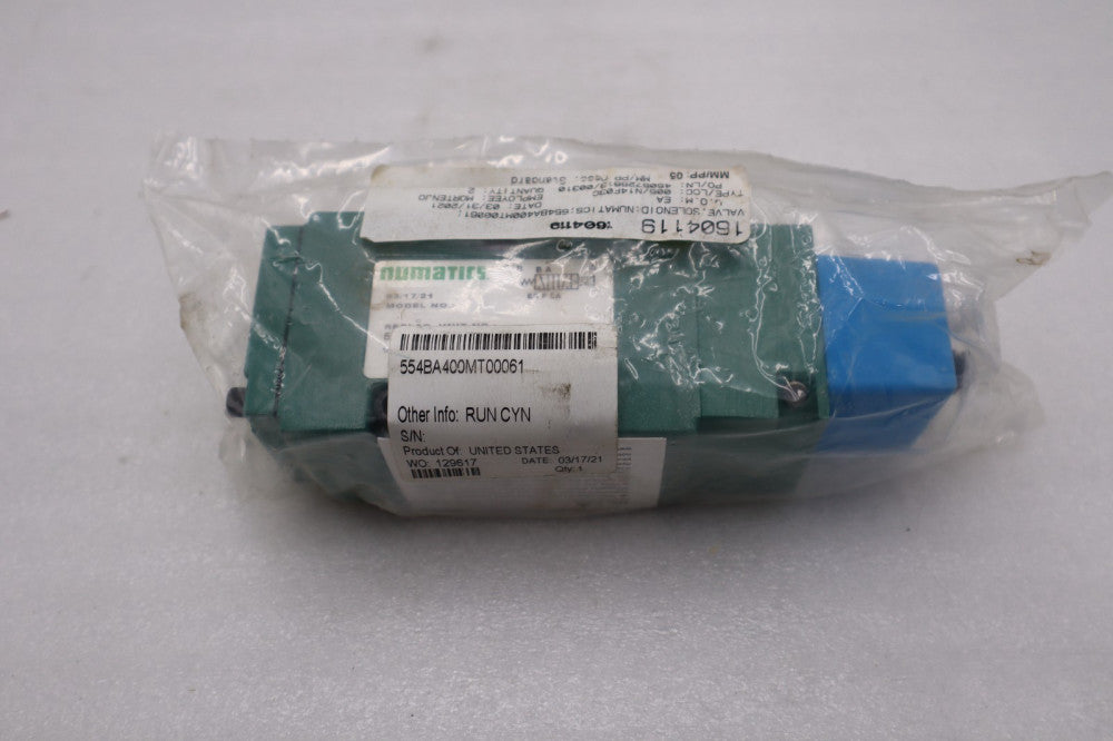NEW Numatics 554BA400MT00061 Solenoid Valve 24VDC 150 PSIG STOCK H1445