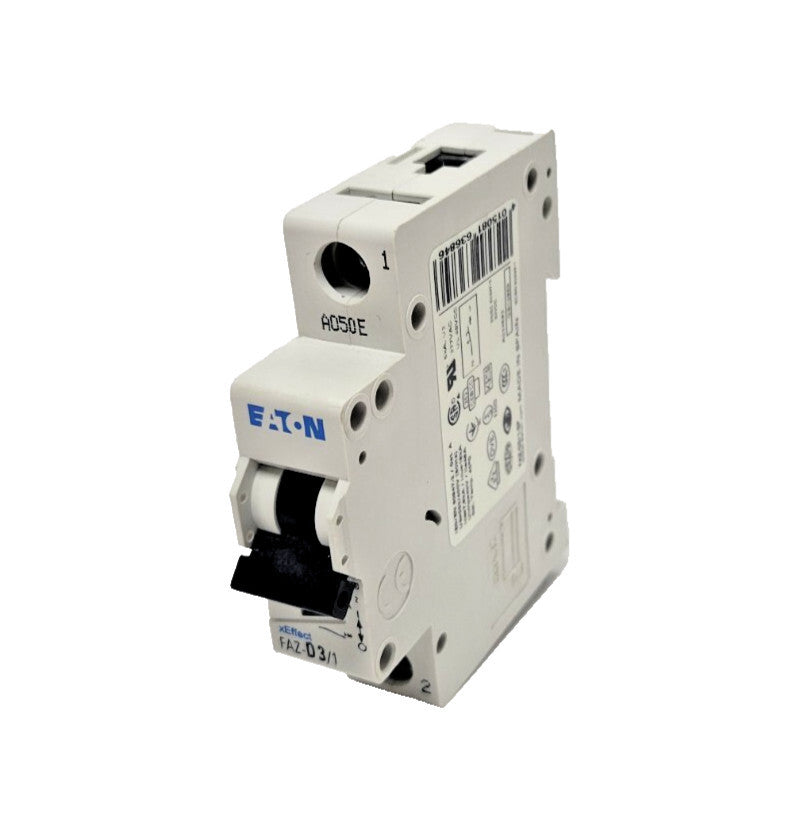 EATON CIRCUIT BREAKER FAZ-D3/1-SP CURRENT LIMITING 3 AMP 277 VAC / 48 VDC 1 POLE