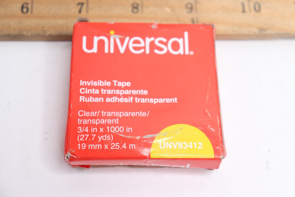 Universal Invisible Tape Clear Acrylic 0.75" W x 28 Yards Length UNV83412