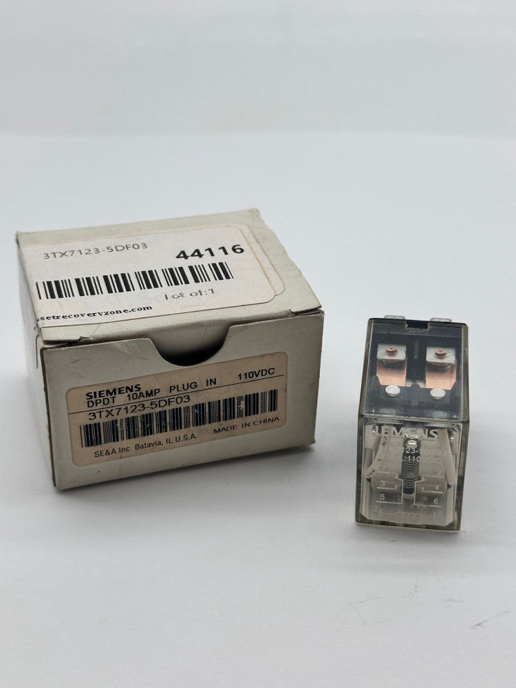 Siemens 3TX7123-5DF03 Plug-In Relay 15Amp 110VDC