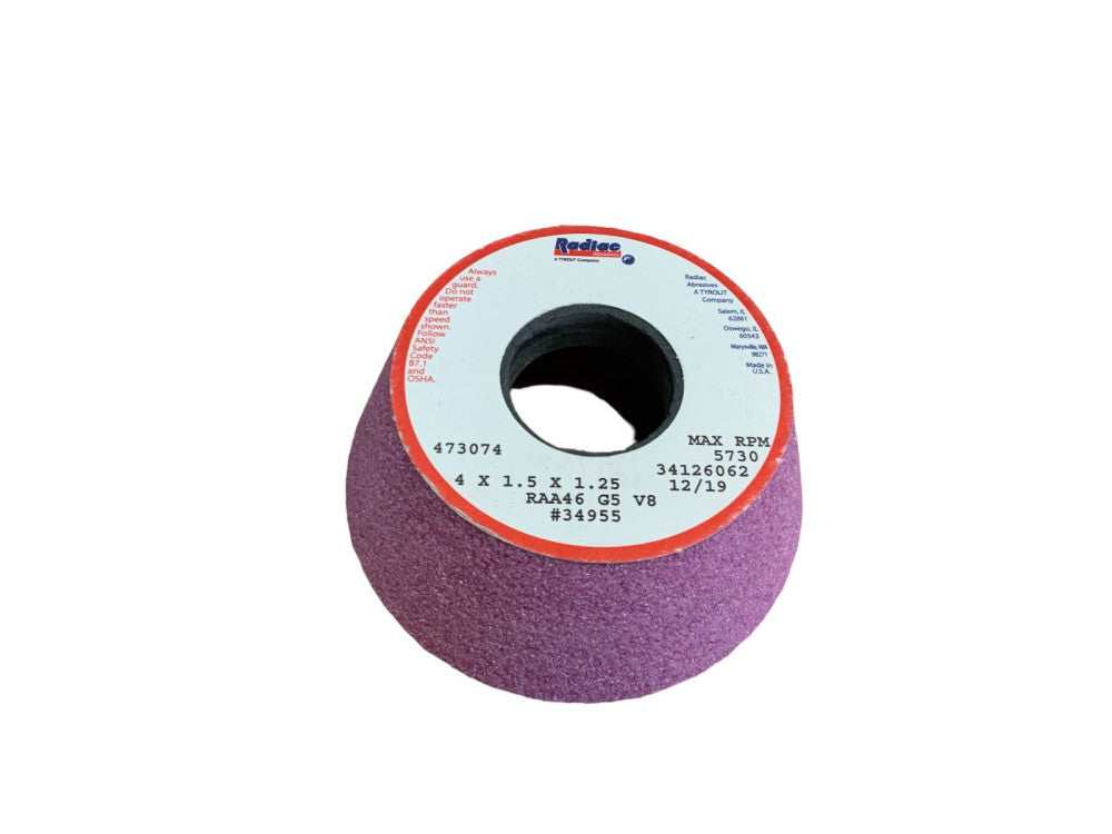 RADIAC ABRASIVES STONE 4x1.5x1.25" MAX RPM 5730 RAA46 G5 V8