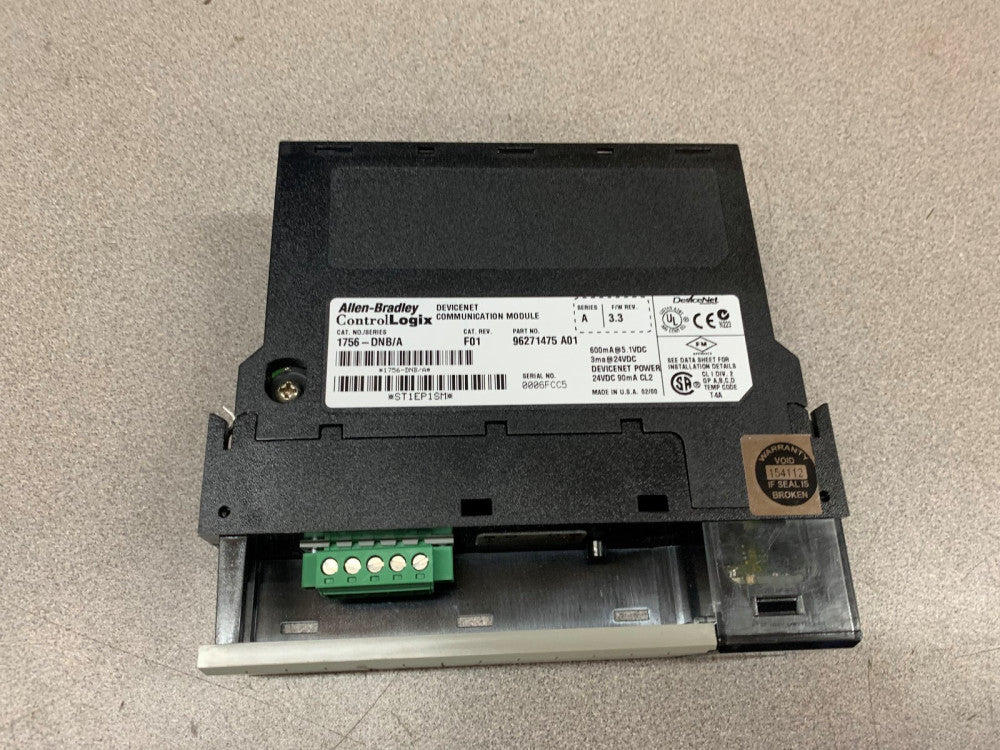 USED ALLEN BRADLEY CONTROL LOGIX COMMUNICATION MODULE 1756-DNB SERIES A