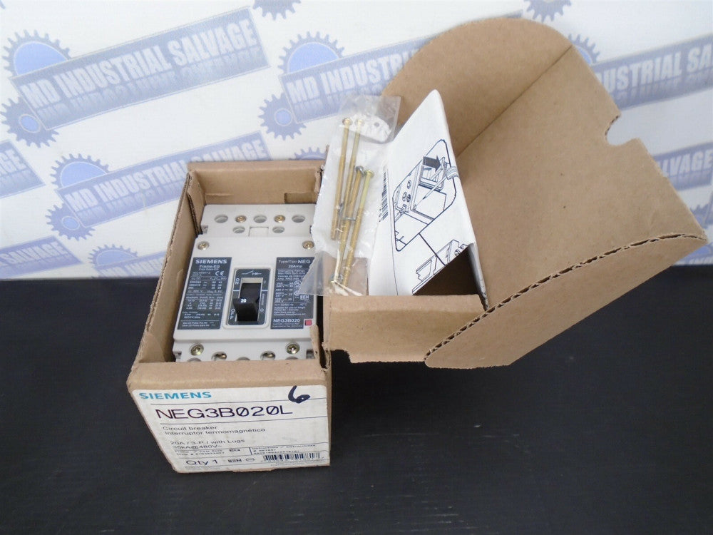 SIEMENS - NEG3B020L - CIRCUIT BREAKER - 20A 3P 600V 35kA@480V - (NEW in BOX)