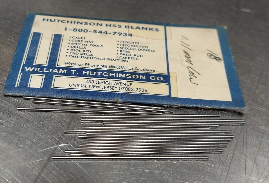 Lot Of 18 - USA Hutchinson 1.11mm x 2" Low Drill Blank Reamer Pin Gage