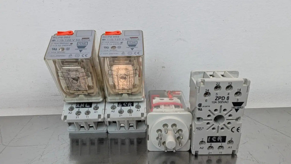 3 Pack Carlo Gavazzi RCP8 002 Relay and Socket Base ZPD 8 115/120VAC Coil