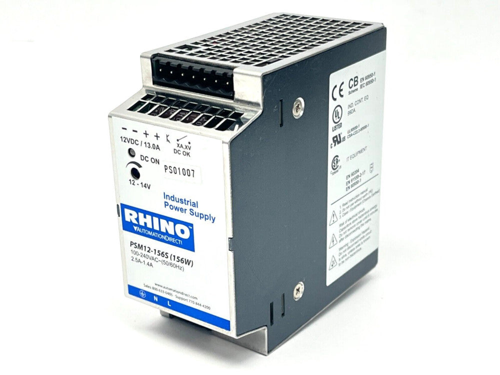 Rhino PSM12-156S Industrial Power Supply 2.5-1.4A 100-240VAC 156W