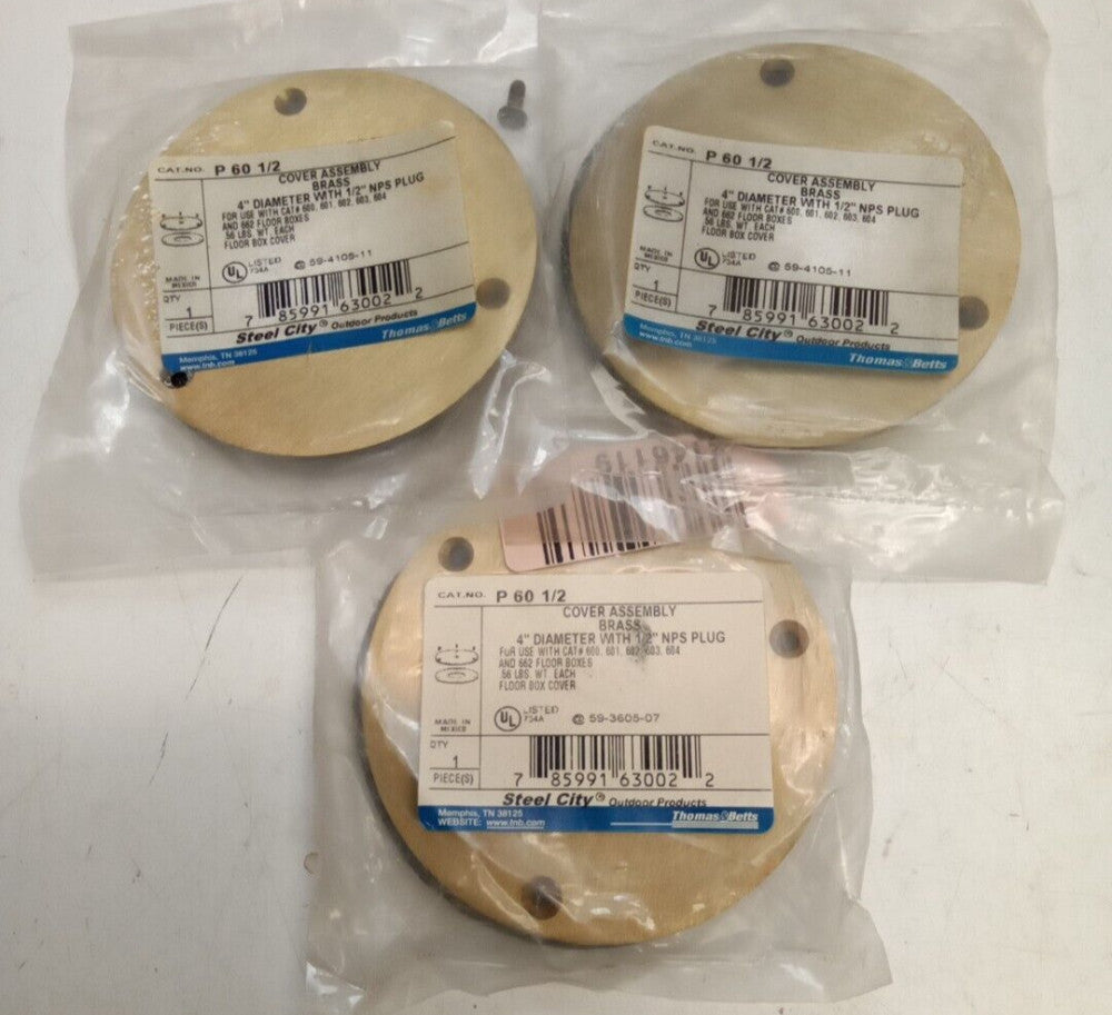 Thomas&Betts Steel-City P 60 1/2 Brass Cover Assembly (Lot Of 3)