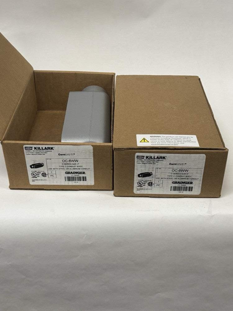 New In Box Lot Of 2 Hubbell KILLARK OC-6WW OC-6 2" Hub Aluminum Conduit Body