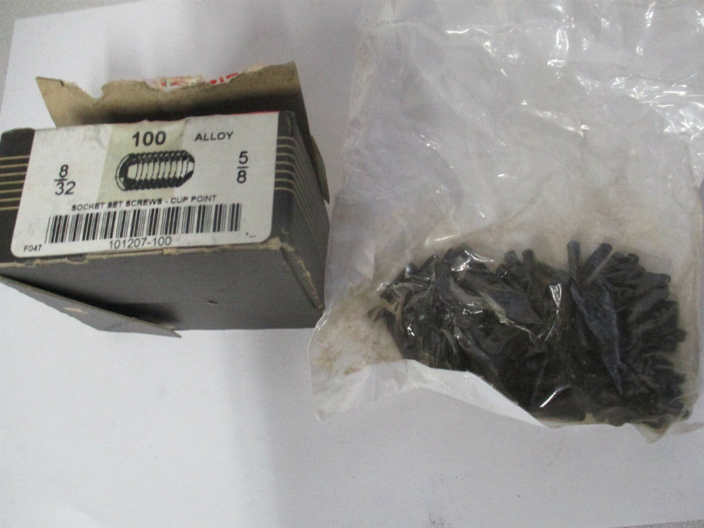 (101207P) 8-32 UNC 5/64" x 5/8" OAL Alloy Steel Cup Point Set Screw - Qty 100