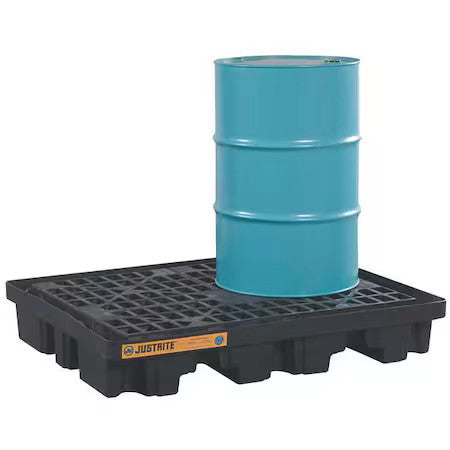 Justrite 28672 Spill Pallet, 67 Gal Spill Capacity, 2 Drums, 2,500 Lb Load