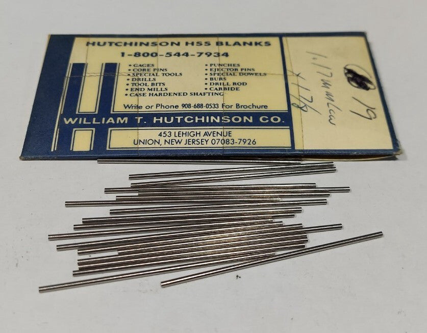 Lot Of 19 - USA Hutchinson 1.17mm x 1-7/8" Low Drill Blank Reamer Pin Gage