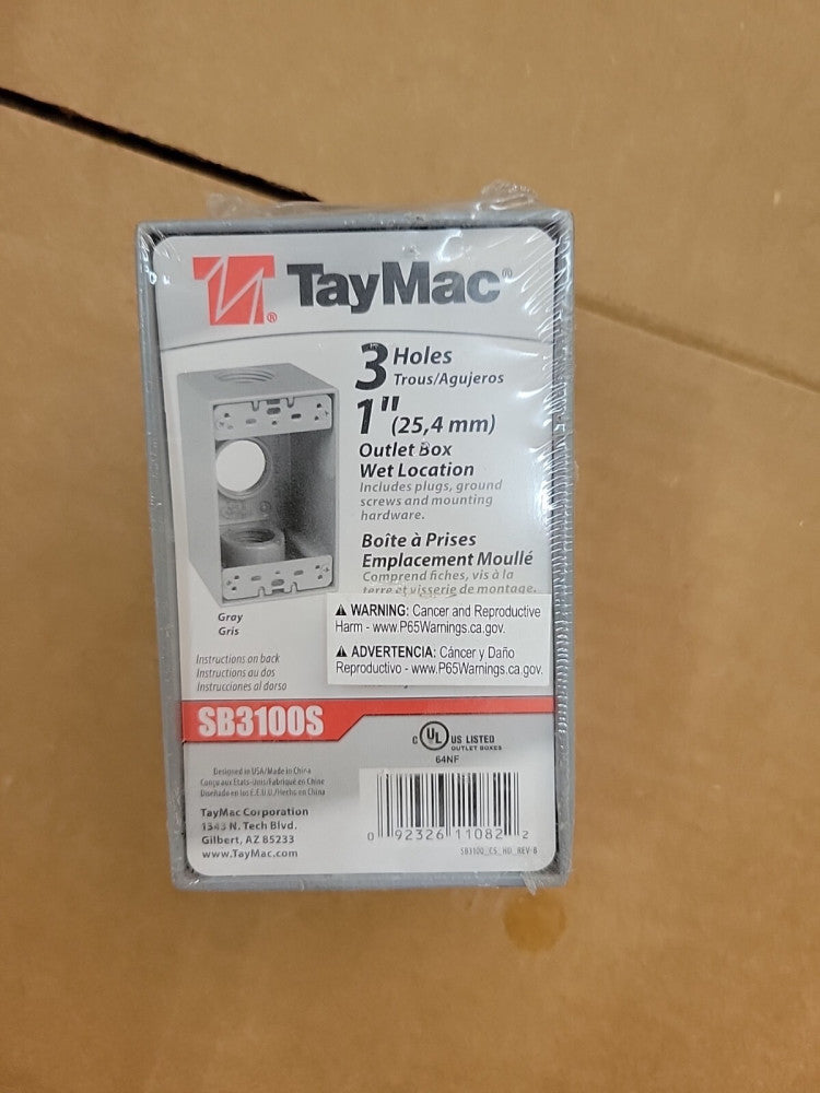 1 NEW TayMac 3 Hole 1" Box Outdoor Outlet SB3100S for Wet Location ~ NEW NO BOX