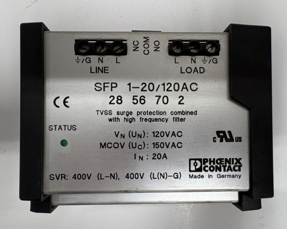 PHOENIX CONTACT SURGE PROTECTION DEVICE SFP 1-20/120AC 2 POSITION 120 VAC