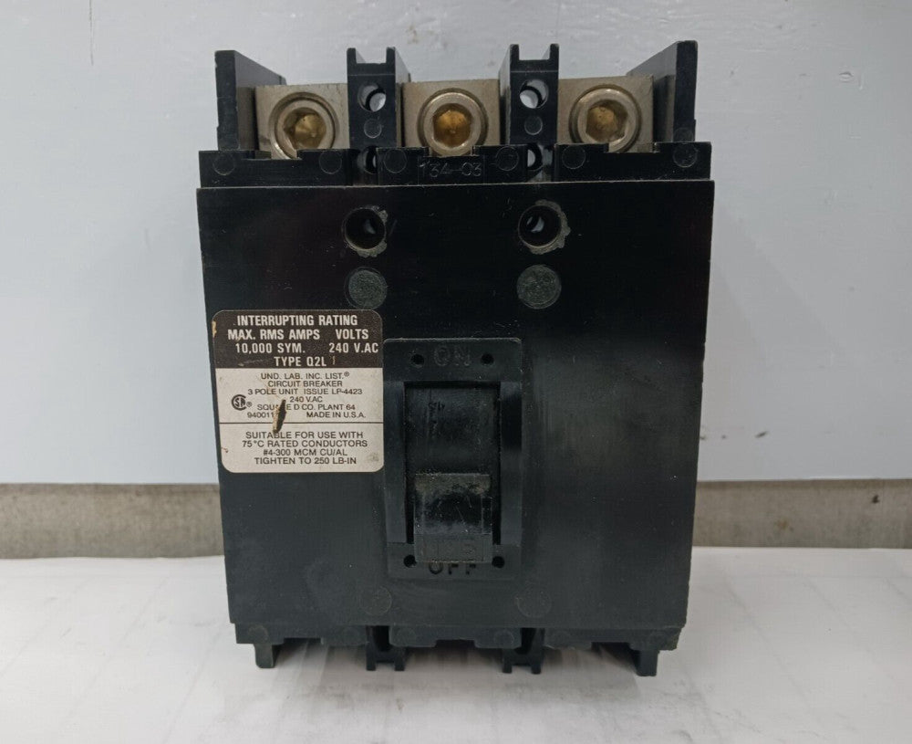 SQUARE D 175 AMP CIRCUIT BREAKER 3 POLE 240 VAC Q2L3175