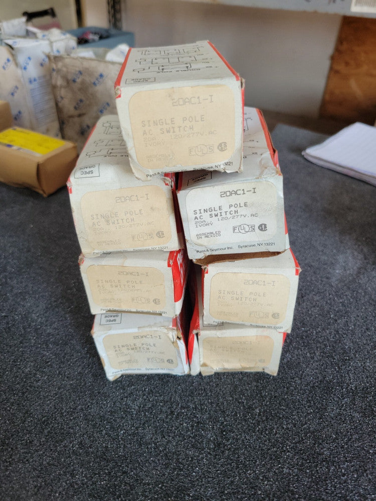 1) NEW OLD STOCK! LEGRAND SINGLE POLE SWITCHES 20AC1-I WHITE IVORY
