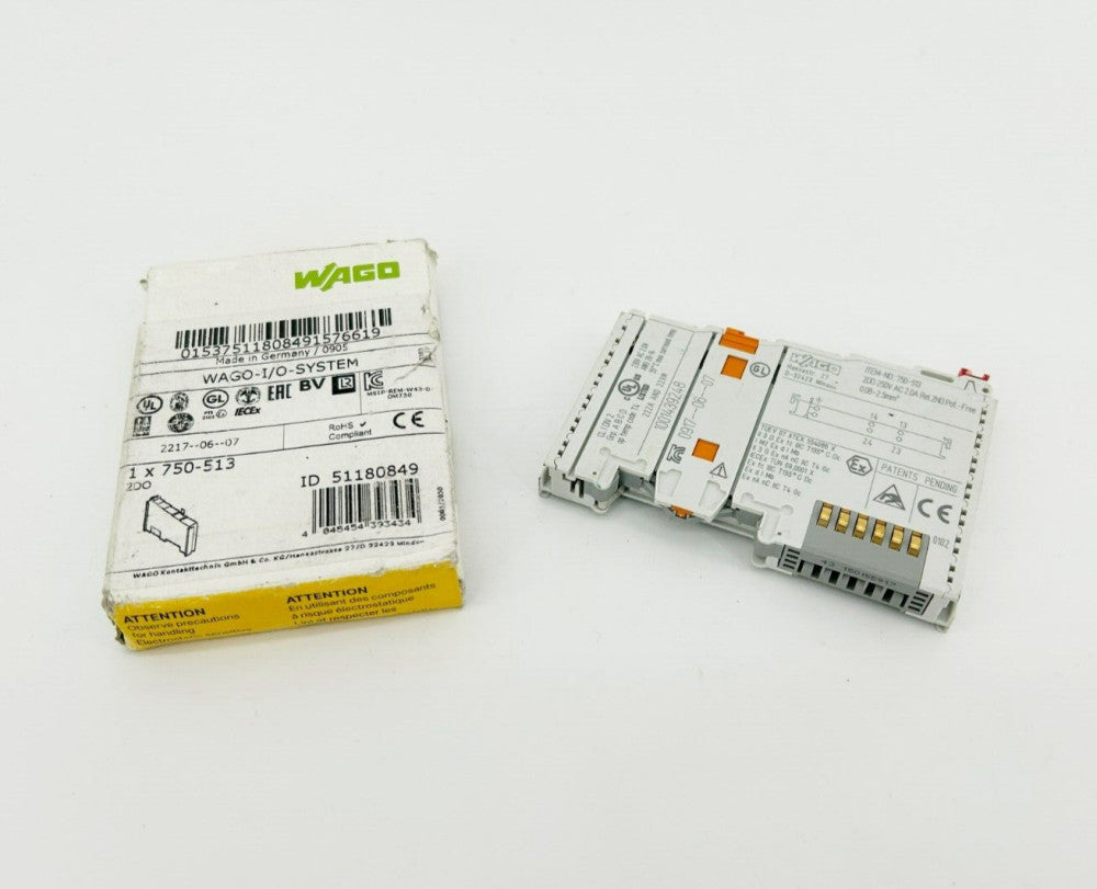 New Wago 750-513 I/O Module Relay, 2 Channel, 250VAC, 2A