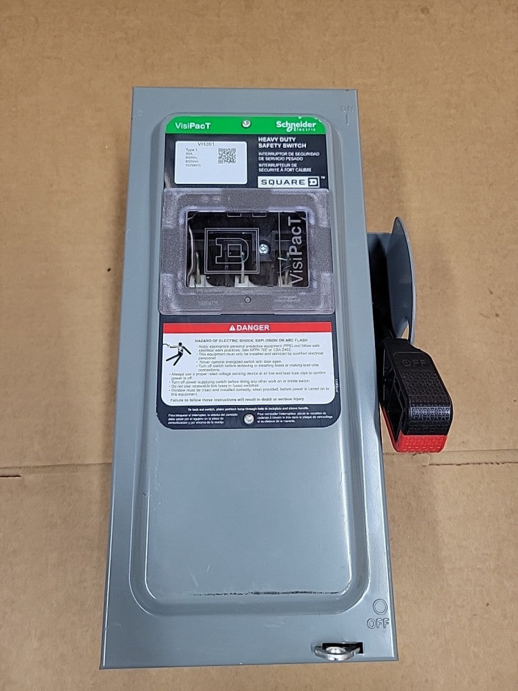 NEW Square D VisiPacT Heavy Duty Safety Switch 30A 600V Type 12 VH361 NNB