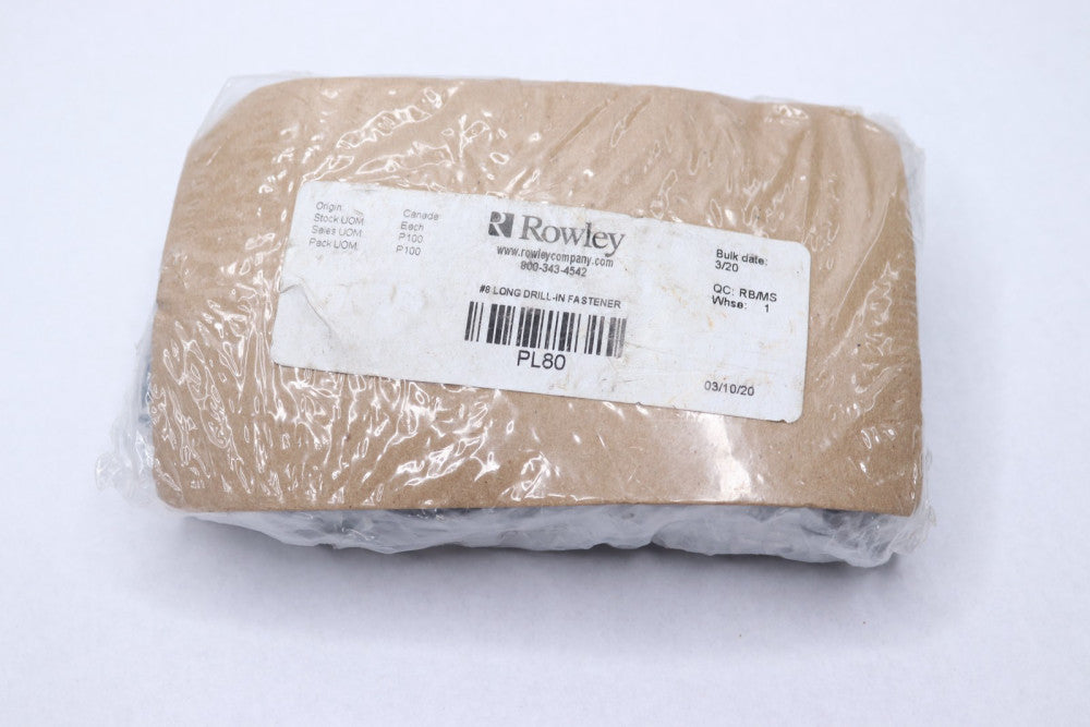 (100-Pk) Rowley Drill-In Fastener Metal # 8 1-1/2'' Long PL80